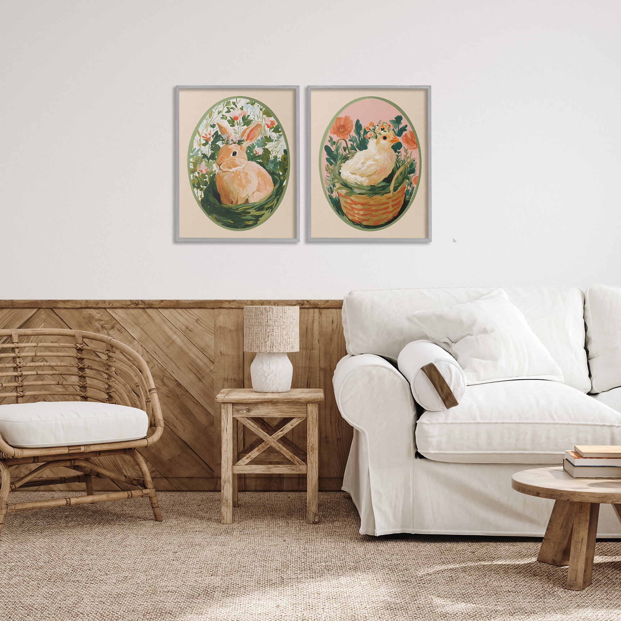 Stupell Industries Bloom Nest Animals 2 Piece Gray Framed Giclee Art Set, design by Yen