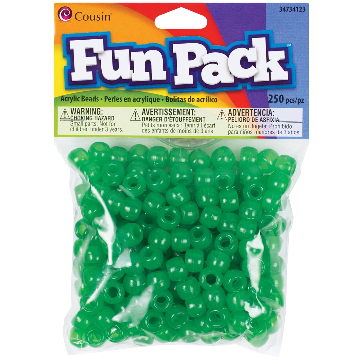 Cousin Fun Pack Acrylic Alphabet Beads - Square Rainbow 85/Pkg