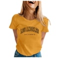 thumbnail image 5 of Women Crew Neck Letter Printed Short Sleeve O Neck T Shirt Top, 5 of 5