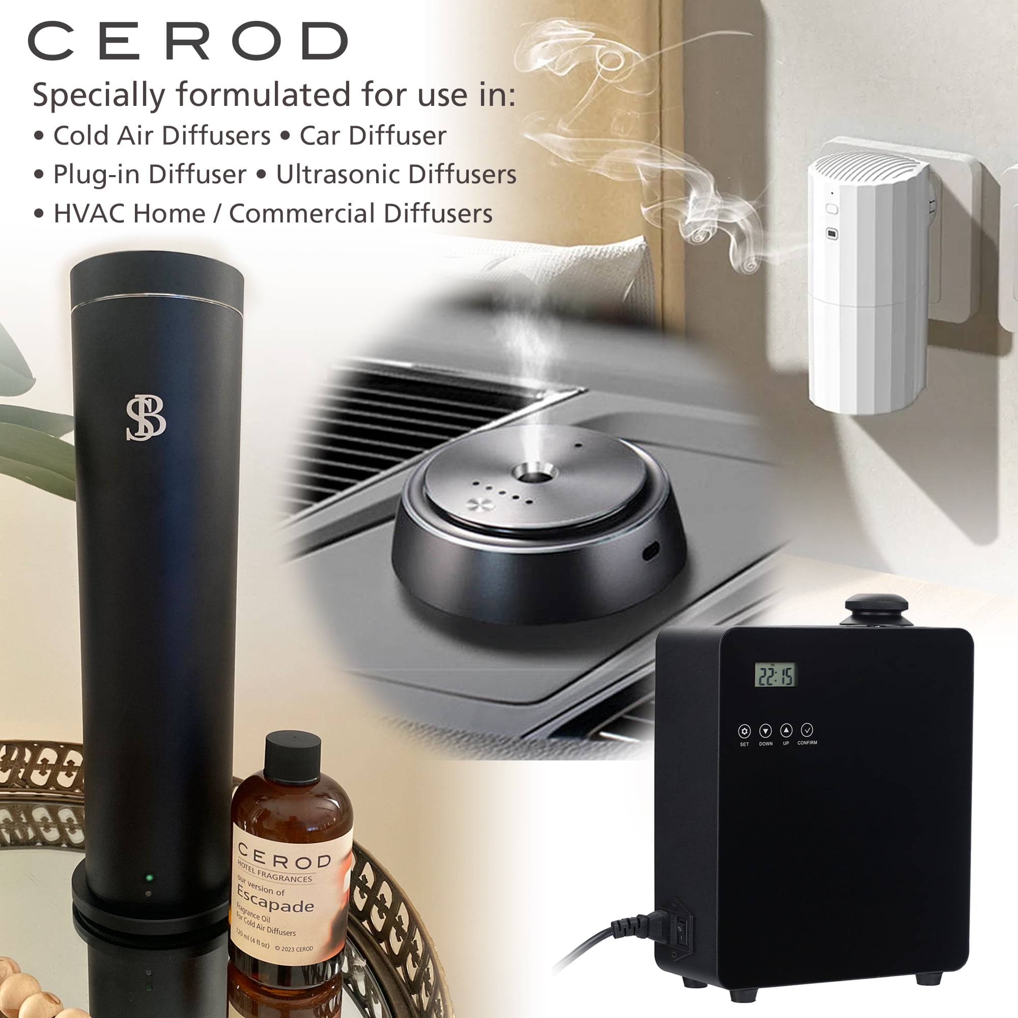 CEROD – Spa Collection Scents Set (3) - Diffuser Oil for Cold Air Waterless Diffusers -Eucalyptus Spearmint, Bamboo Garden, Spa Retreat - Aromatherapy Essential Oil Scents for Home & Office (3)