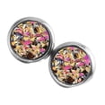 thumbnail image 1 of Pendientes redondos de aro de acero inoxidable con incrustaciones de diamantes de imitación Qarigey Rosa roja, 1 of 6