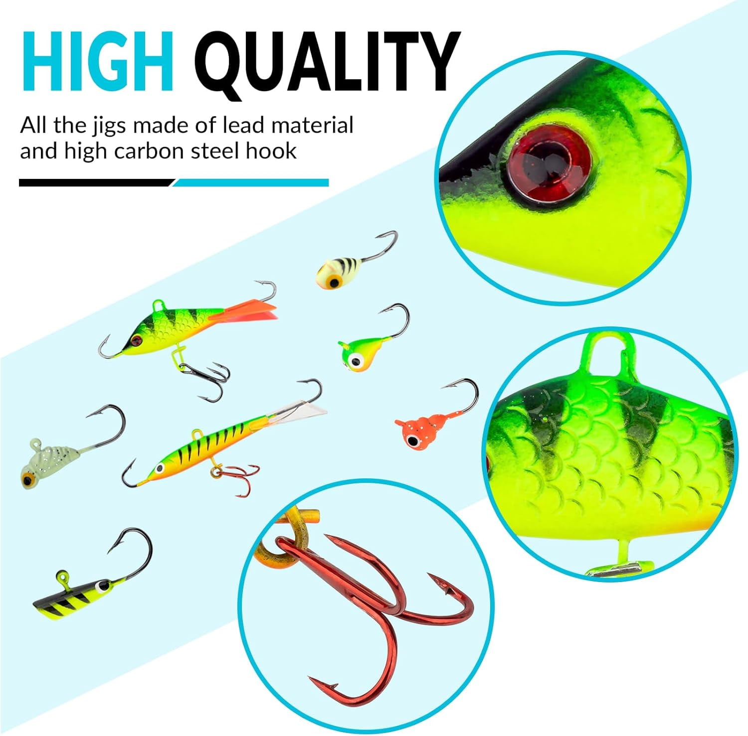 THKFISH Ice Fishing Jigs Kit Ice Fishing Lures for Walleye Perch Jigs Heads for Ice Fishing Tackle Panfish Crappie Jigs 50PCS/31PCS