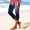 Navy plus size capri pants a1, variant on Cagogo Women Plus Size Capri Pants Elastic Waist Stretch Graphic Casual Beach Fit Leggings Summer Loose Cropped Lounge Trousers Beachwear Clothes, Navy M