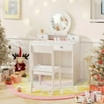 thumbnail image 4 of Gymax Kids Vanity Set Desk & Chair Set w/ Mirror Open Shelf & 4 Storage Drawers White, 4 of 10