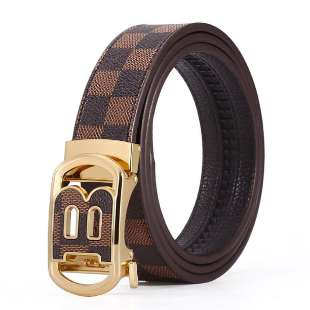 Cinturón de moda para hombre con hebilla automática de aleación con letras, pantalones casuales de moda con puesto de cinturón de negocios Joker, longitud ajustable