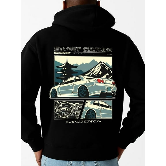 Street Culture Car sweatshirt men's long sleeve black Winter wear, vintage style, comfortable fit, patterned sweatshirt, streetwear lovers graphic Unique Design Unisex Shirt Graphic tshirts