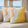 thumbnail image 5 of 16x16 Pillow Covers Set of 2, Yellow Coastal Beach Square Throw Pillow Covers for Couch/Sofa/Living Room, Farmhouse Simple Sea Waves Lines Decorative Soft Pillowcases for Couch Throw Pillows, 5 of 9