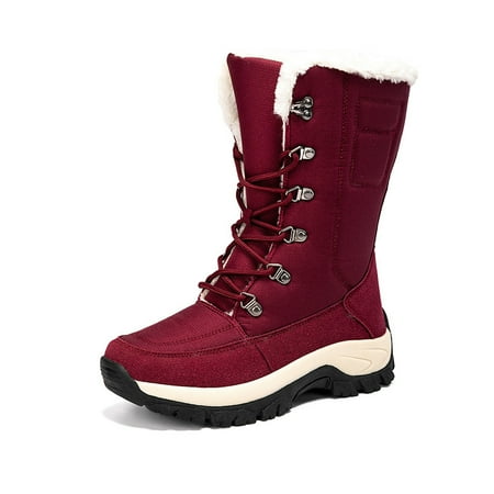 

Women s Winter Thermal Non-slip Shoes Winter Lace Up Snow Boots Warm Faux Fur Lined Boots