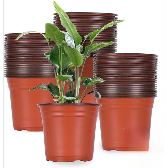 Minzimin 10 Pcs Nursery Pots 6 Inch, Plastic Planter Nursery Pots , Seedling Pots and Seedling Flower Plant Container