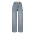 thumbnail image 5 of Lenpel Jeans for Woman Trendy Loose High Waisted Wide Leg Denim Pants Baggy Casual Trousers with Pockets, 5 of 6