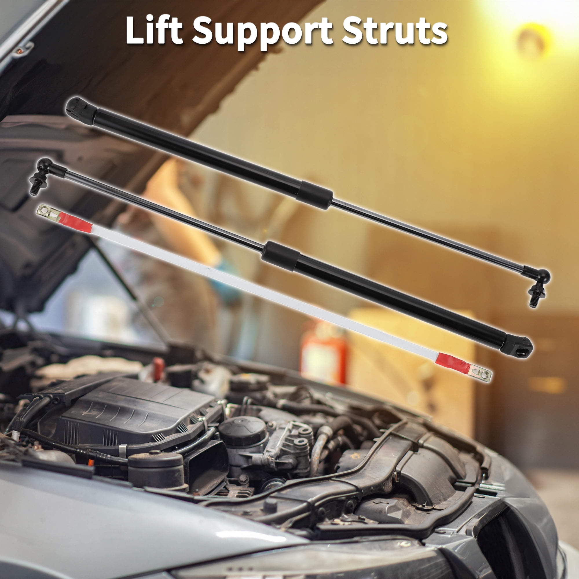 Unique Bargains 2Pcs Lift Supports Struts for Mazda 6 M6 2014-2021 Front Hood Black