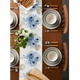 thumbnail image 5 of Spring Flowers Burlap Cotton Table Runner 16x72 Inches Long, Rustic Minimalism Blue Dandelion Plants Farmhouse Table Runners, Outdoor Dining Tablecloths Decor for Baby Shower/Party/Wedding, 5 of 6
