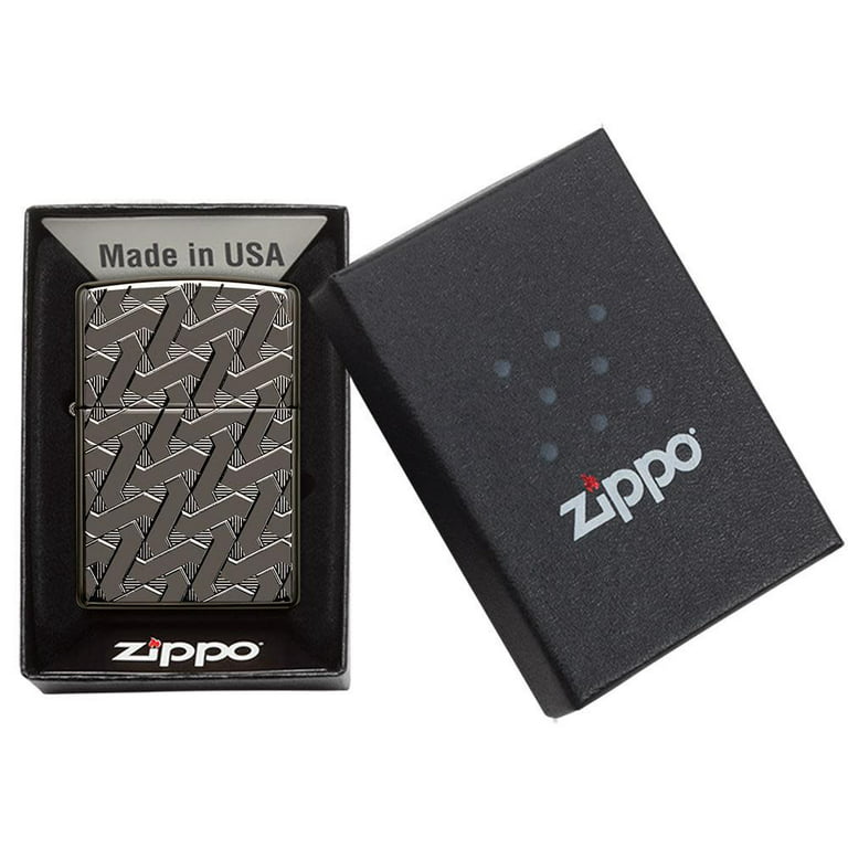 Zippo Armor Geometric Weave Design High Polish Black Ice Pocket Lighter 