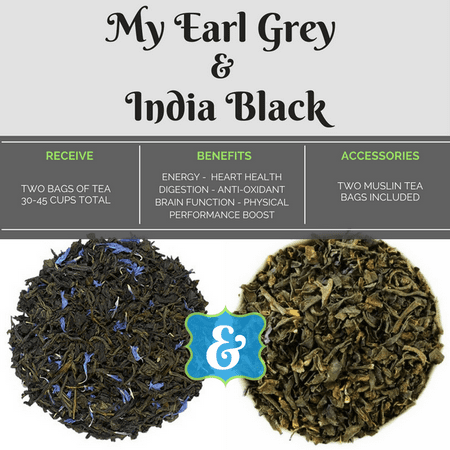 BlendBee "Black Tea" Combo, Earl Grey & India, 3 oz. Loose-leaf Tea