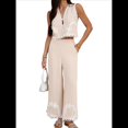 thumbnail image 2 of Conjunto de 2 Piezas para Mujer para Vacaciones: Camiseta Sin Mangas Estilo Bohemio y Pantalón , Conjunto Informal de Verano. Albaricoque XL, 2 of 9