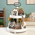 thumbnail image 4 of Wooden 2 Tiered Tray Stand with Metal Handle Round White Two Tier Tray for Home Kitchen Shelf Dinning Table Seasonal Holiday Decorations, 4 of 7