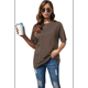 thumbnail image 2 of Camiseta Básica de Corta con Cuello en V, Color Café, Talla M, 2 of 5