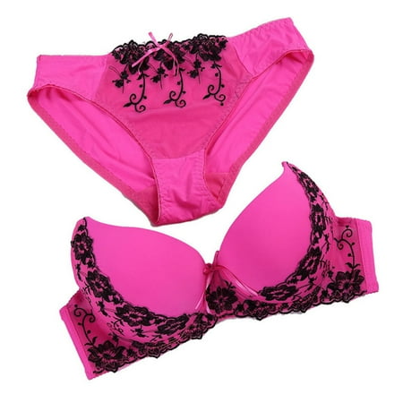 

Lingerie Sets Comfort Permeable Support Lace Breathable High Quality Lining Bra For Woman Rose Red 40d