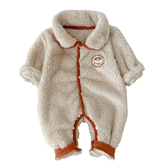 Wdgfv Girls' Rainy Day Romper Girls Bodysuits Winter Warm Bear Footie Romper Jumpsuit Cozy Baby Outerwear Soft Beige 3-6 Months