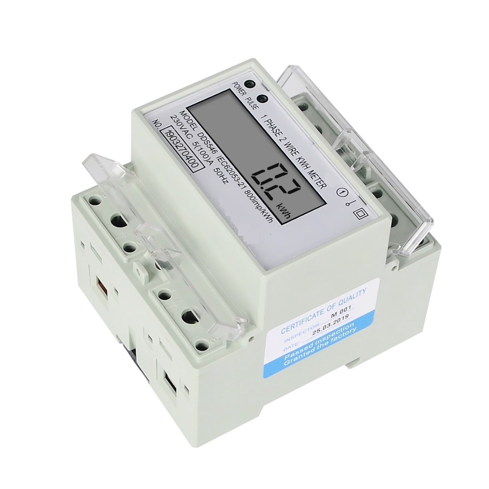 Single Phase 2 Wires Digital Wattmeter Electric Energy Meter Power Energy Consumption Monitor Din Rail 5(100)A Power Consumption Monitor ,Overload Protection