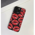 thumbnail image 5 of Compatible for iPhone 13 for Lip Print Girls Woman Black Soft TPU Bumper Silicone Shockproof Cute Case-Red, 5 of 14
