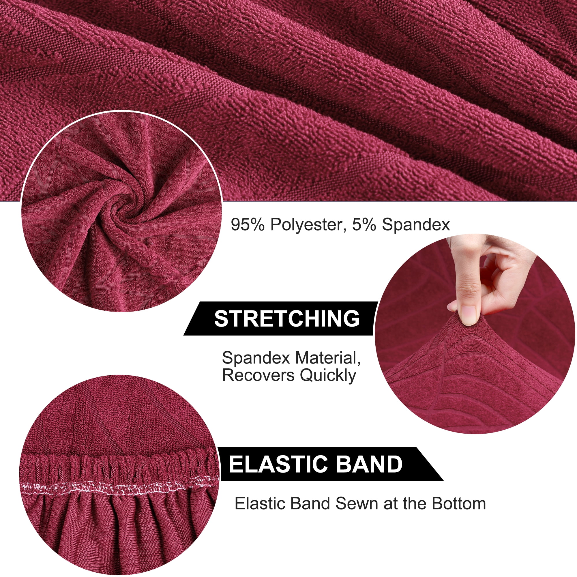 Unique Bargains Jacquard Stretch Removable Dining Room Chair Covers 4 Wine Red
