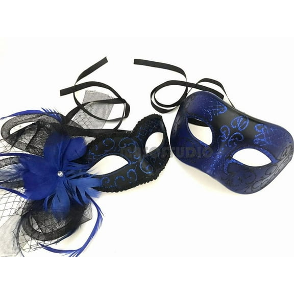 Black Purple Red Masquerade Ball Mask Flapper Veil Feather Mardi Gras Birthday Party Prom