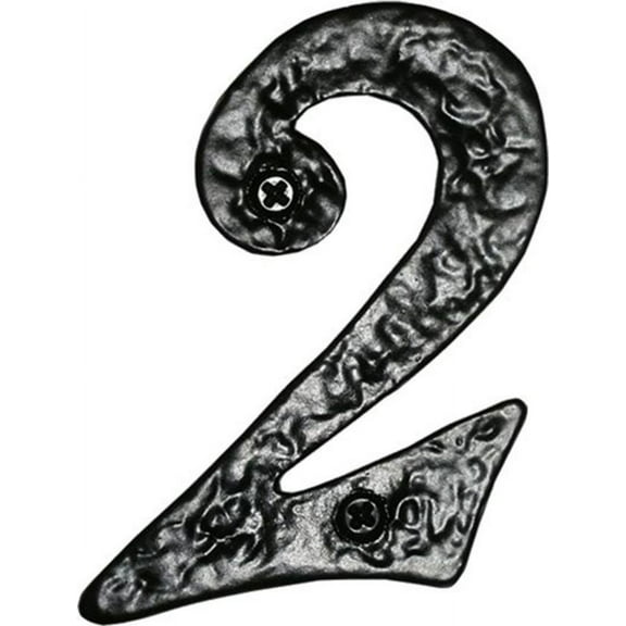 Acorn RN2BP 4'' Rough Iron Address Number 2 - Black