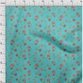 thumbnail image 3 of oneOone Cotton Cambric Turquoise Blue Fabric Flower & Leaves Watercolor Diy Clothing Quilting Fabric Print Fabric By Yard 56 Inche Wide, 3 of 4