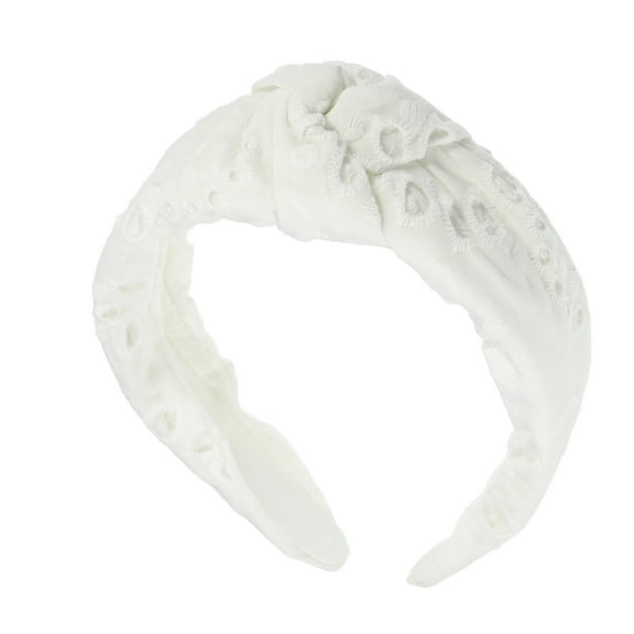 Unique Bargains Floral Pattern Knotted Headband Classic Casual Style Headband for Women Girl White 4.92"x1.97"
