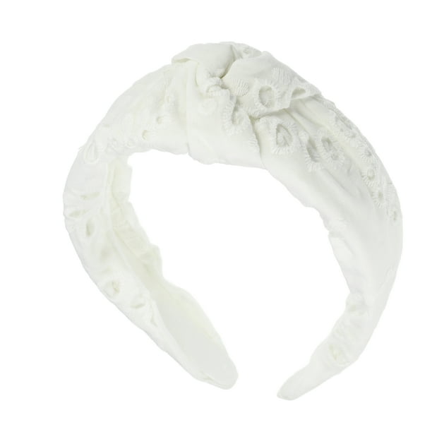 Diadema anudada con patrón floral de Unique Bargains, estilo clásico y casual para mujeres y niñas, blanca 4.92"x1.97"