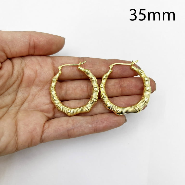14k Yellow Gold-plated Sterling Silver Bamboo Hoop Earrings 44mm 14k Yellow Gold-plated Sterling Silver Bamboo Hoop Earrings 44mm