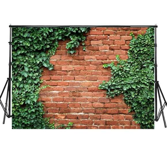 Sensfun 7x5ft Vintage Red Brick Wall Photography Backdrops Nature Ivy Green Leaves Covered Wall Photo Background for Wedding Happy Birthday Party Portrait Photobooth Banner Photo Studio Props(WP034)