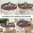 thumbnail image 7 of Exotic Floral 44Inch Bohemian Round Tablecloth with Elastic Hem, Stretchable Table Cover Fits 38 to 42 Inch Tables, Spill Resistant, 7 of 7