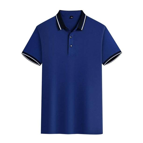 Polo de manga corta para hombre - Tejido de seda helada, estampado floral - Corte ajustado, transpirable, para uso informal/fiestas, lavable a máquina