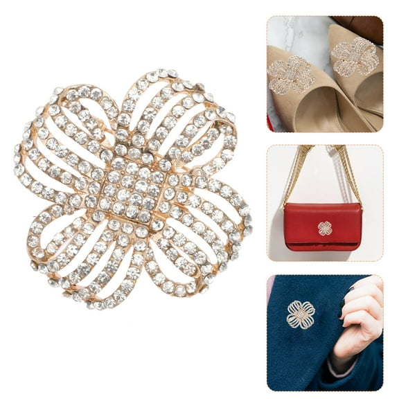 WHAMVOX Rhinestone Shoe Clips Shoe Clips for Party Bride Woman 4.5X4.5CM Silver