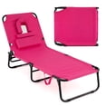 thumbnail image 1 of Gymax 5-Position Lounge Chair Adjustable Beach Chaise w/ Face Cavity & Pillows, 1 of 10
