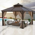 HWG20033 Outdoor Galvanized Steel Hardtop Patio Gazebo Pergola w