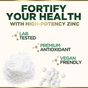 Zinc Supplements - Immune System Support & Antioxidant - High Potency Zinc Tablets for Adults - Best Zinc Supplements for Women & Men - Zinc 40mg Per Tablet - Bottled in the USA - 60 Tablets