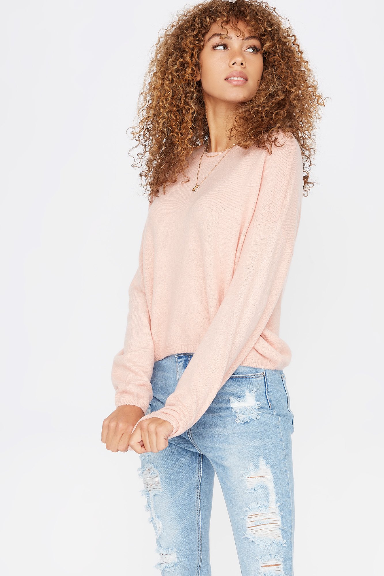 boxy crew neck sweater
