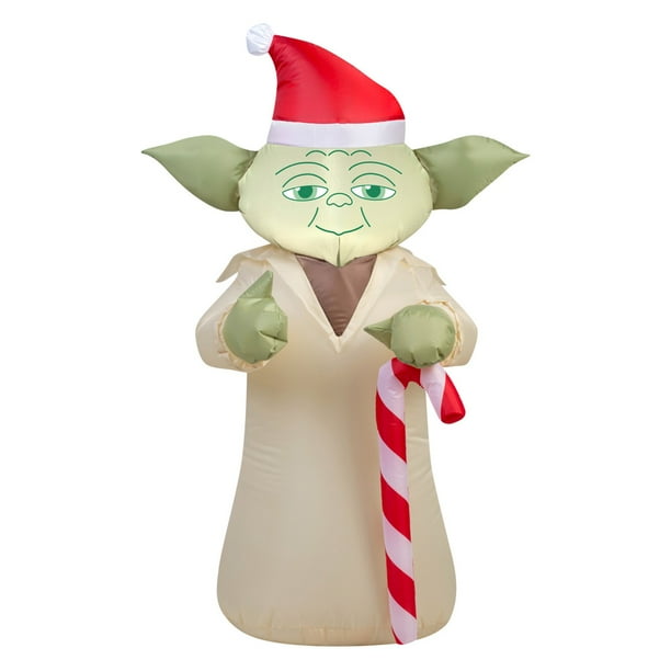 Yoda with Candy Cane Airblown Christmas Decoration  Walmart.com