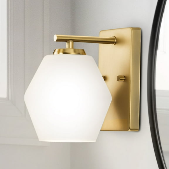 Luxury Mid Century Modern Bath Light, Large Size: 8''H x 7''W, with Transitional Style Elements, Brushed Gold Finish, UHP4511 from the Roanoke Collection by Urban Ambiance