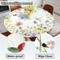 thumbnail image 6 of Spring Summer Floral Round Fitted Tablecloth with Elastic Waterproof Outdoor Tablecloth Wipeable Table Cover for Indoor Kitchen Home Party Round Tables, 6 of 7