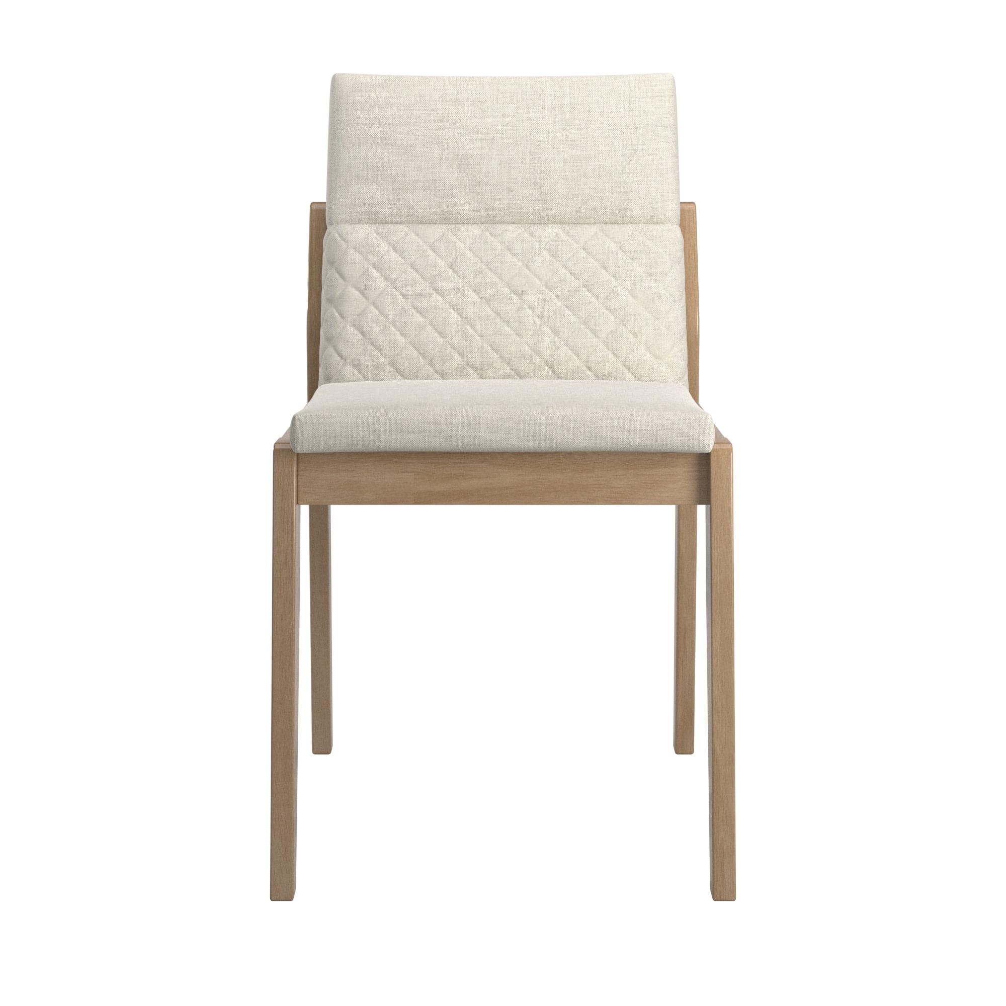 Weston Home Vagar Beige Linen Wood Dining Chairs, Natural Finish (Set of 2)