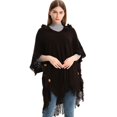 thumbnail image 4 of SWSMCLT Women's Poncho Sweater Soft Ladies High Low Hooded Cape Batwing Sleeve Knit Top Crochet Wrap & Shawl Thermal Fringe Cozy Long Mexican Blanket Hoodie Black One Size, 4 of 4