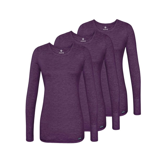Adar sous-Couches pour Femmes, Lot de 3 - T-Shirt de sous-Couche à Manches Longues Confortable