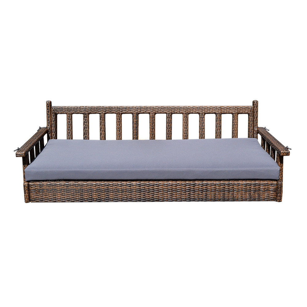 Style 21 Espresso 78 Patio Porch Swing Bed Chair Resin Wicker