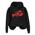 thumbnail image 2 of Vintage Lobster Print Sweatshirt Graphic Sweatshirts For Women Crewneck Long Sleeve Pullover Cinch Waist Tops Fall Trendy Clothes (Black,Large), 2 of 4