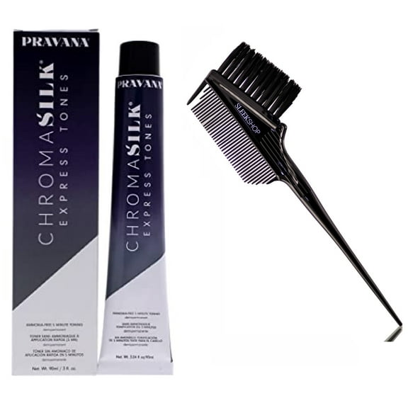 Violet , Pravana Chromasilk EXPRESS TONES Ammonia-Free 5 minute Toning Demi-Permanent Hair Color Dye Haircolor Chroma Silk - Pack of 1 w/ Sleek 3-in-1 Brush Comb