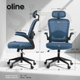 thumbnail image 4 of Oline ErgoAir Ergonomic Office Chair – Adjustable Lumbar Support, Flip-Up Armrests, Mesh Computer Desk Chair, Swivel Rolling Executive Gaming Chair for Home & Office (Navy Blue), 4 of 10